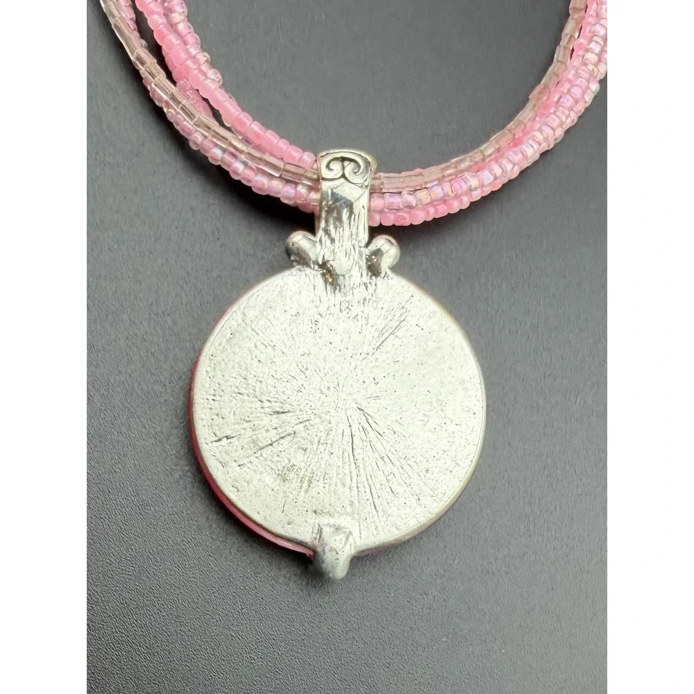 Premier Design Necklace Pink Multi Strand Beaded Silver Tone Cats Eye‎ Moonstone